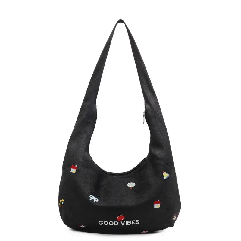 Light Blue Embroidered Shoulder Bag for Women - Image 3