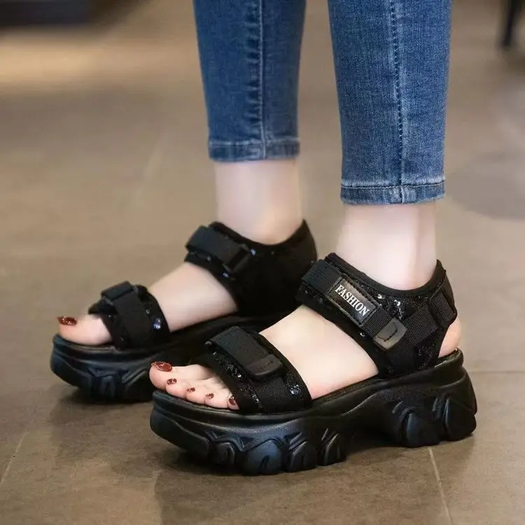 Torre Sandals Women's Thick Sole 2025 Summer New Korean Style Thick Heel All-Match Muffin Soft Sole Sports Beach Shoes - Image 5