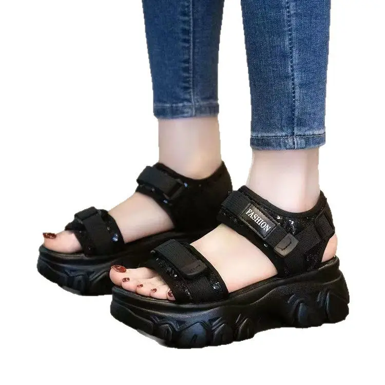Torre Sandals Women's Thick Sole 2025 Summer New Korean Style Thick Heel All-Match Muffin Soft Sole Sports Beach Shoes - Image 7