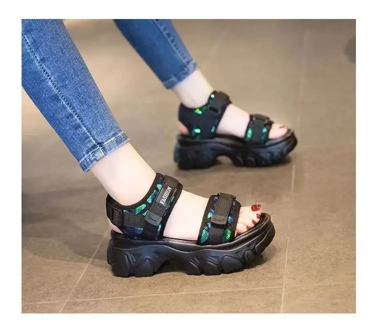 Torre Sandals Women's Thick Sole 2025 Summer New Korean Style Thick Heel All-Match Muffin Soft Sole Sports Beach Shoes — feature 5