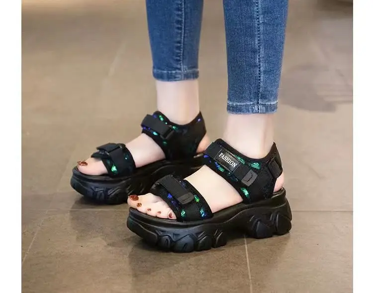 Torre Sandals Women's Thick Sole 2025 Summer New Korean Style Thick Heel All-Match Muffin Soft Sole Sports Beach Shoes — feature 7