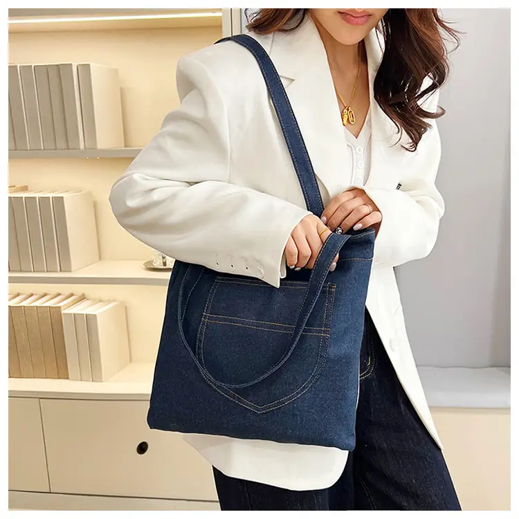 2025 New Denim Shoulder Bag Large Capacity Shopping Bag — feature 11