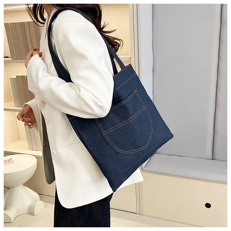 2025 New Denim Shoulder Bag Large Capacity Shopping Bag — feature 12
