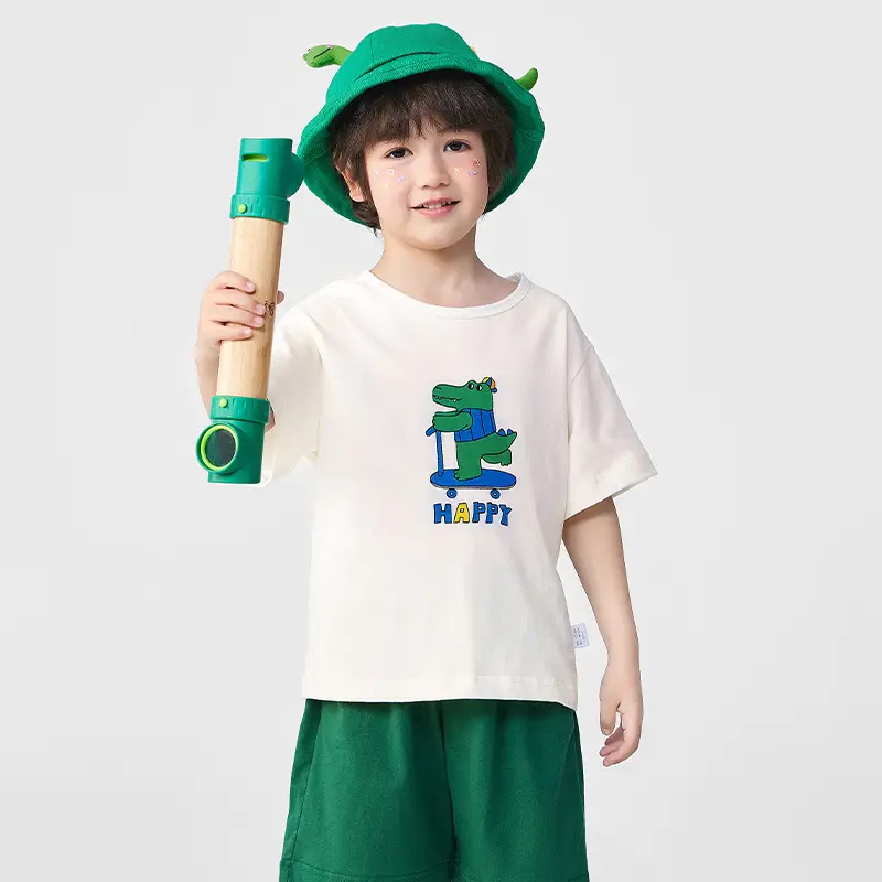 Baby Cotton Summer Suit Green Shorts White T-Shirt