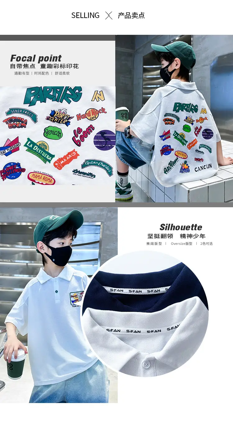 Kids T-Shirt 2026 Summer Polo Style with Car Motifs — feature 3