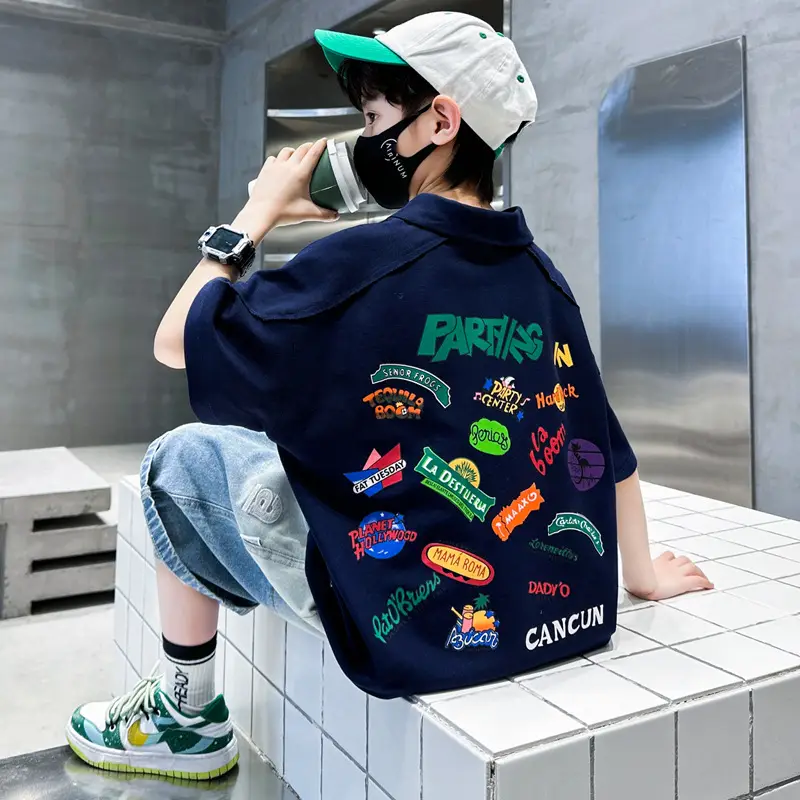 Kids T-Shirt 2026 Summer Polo Style with Car Motifs - Image 2