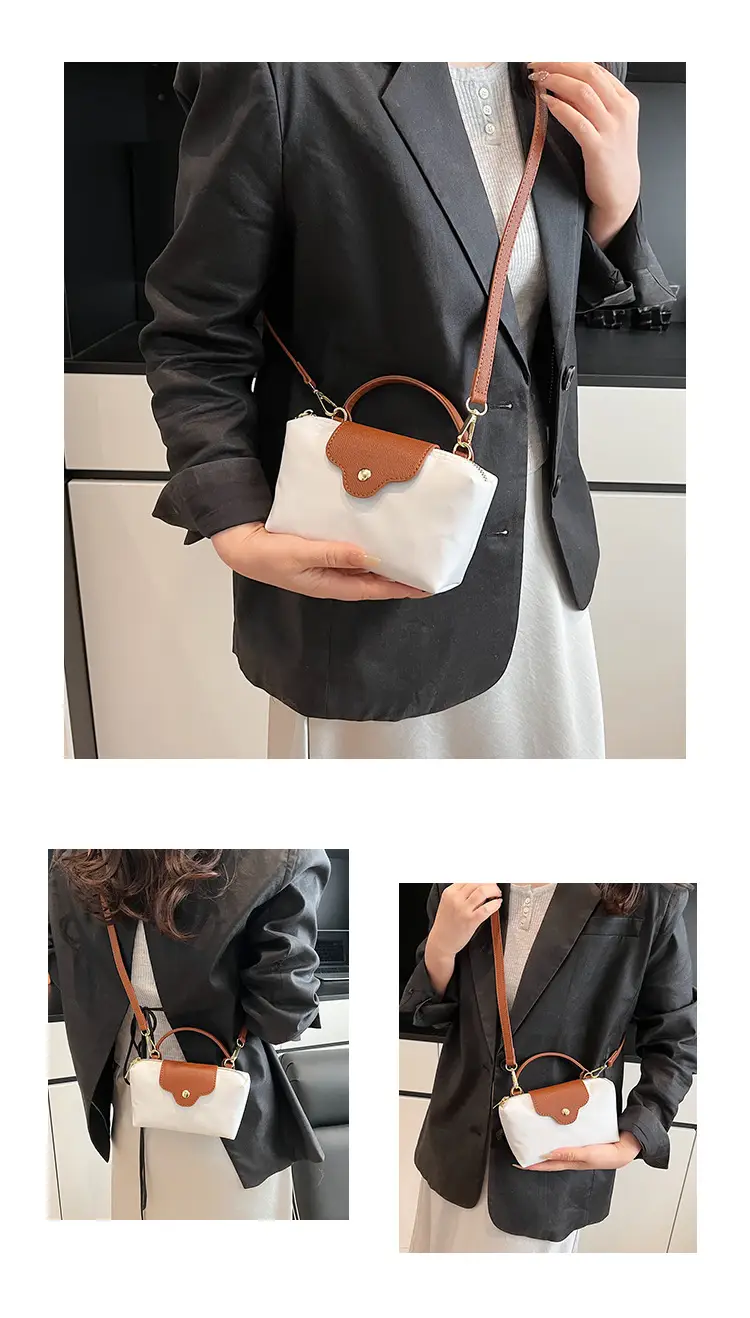 Small Square Shoulder Bag for Women Navy Brown Gold Clasp — feature 10