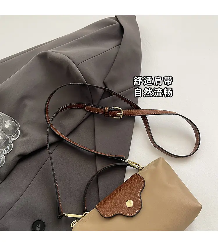 Small Square Shoulder Bag for Women Navy Brown Gold Clasp — feature 5