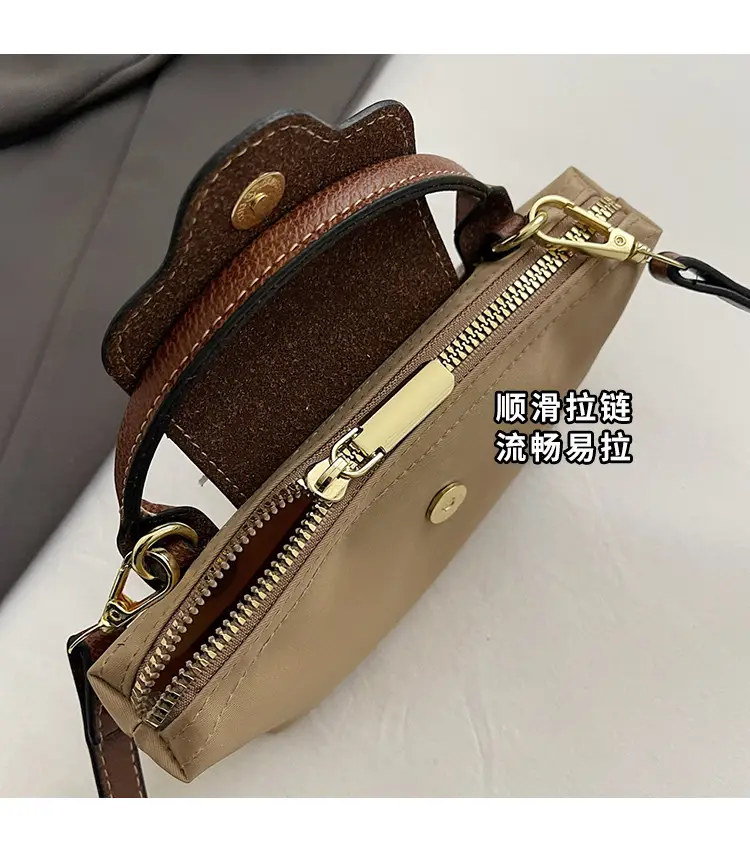 Small Square Shoulder Bag for Women Navy Brown Gold Clasp — feature 6