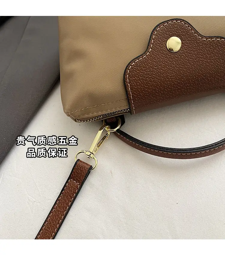 Small Square Shoulder Bag for Women Navy Brown Gold Clasp — feature 7