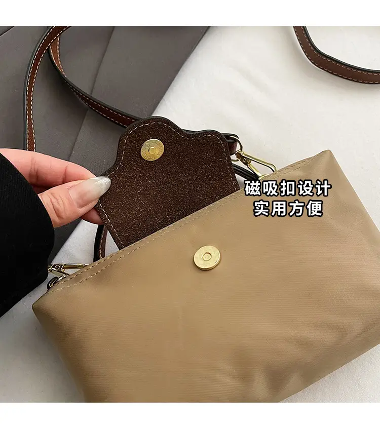 Small Square Shoulder Bag for Women Navy Brown Gold Clasp — feature 8