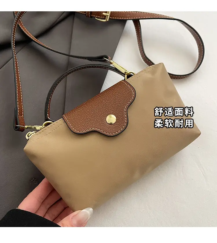 Small Square Shoulder Bag for Women Navy Brown Gold Clasp — feature 9