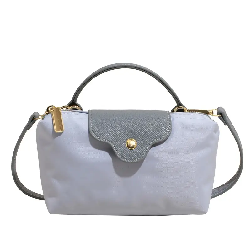 Small Square Shoulder Bag for Women Navy Brown Gold Clasp - Image 4