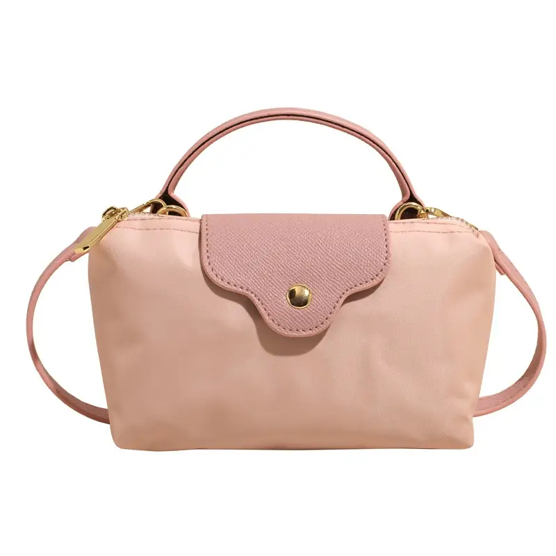 Small Square Shoulder Bag for Women Navy Brown Gold Clasp - Image 6
