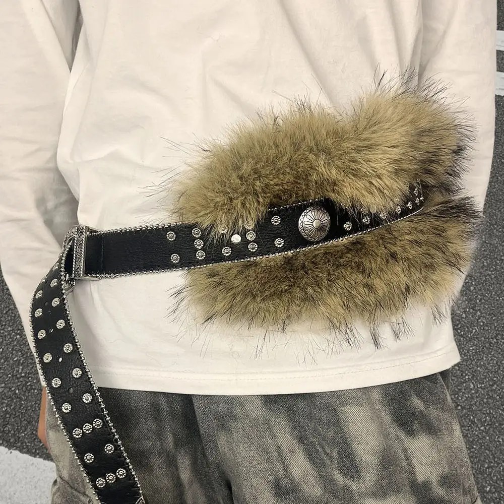 European Mao Mao Belt with Fur Trim and Metal Buckle - Image 3
