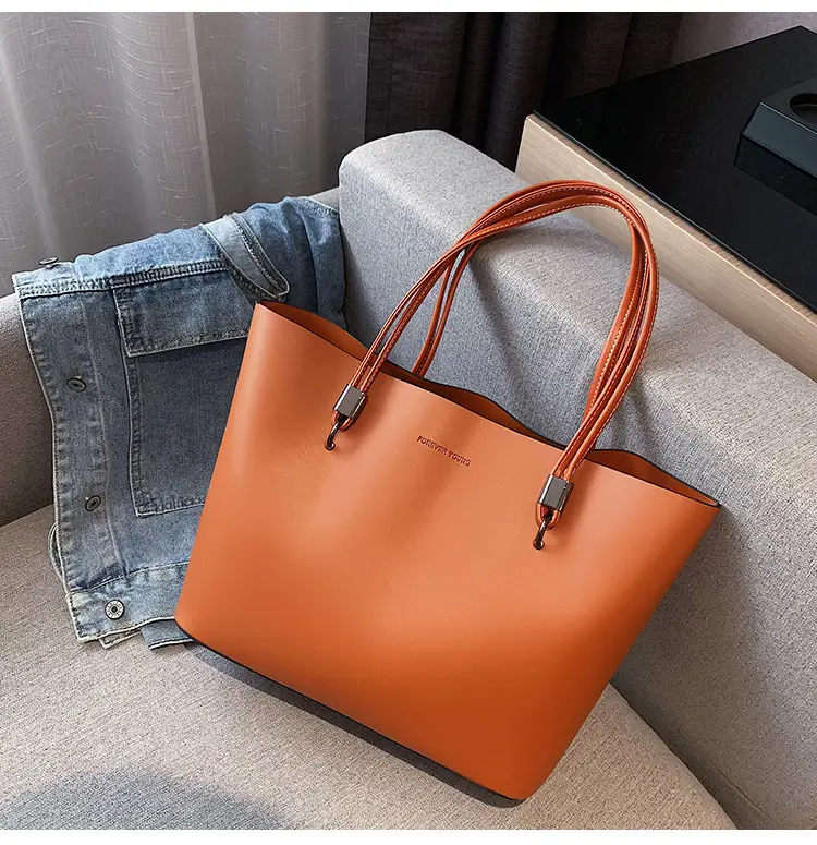 Women European American Retro Tote Bag Large Capacity Stiff Leather — feature 11