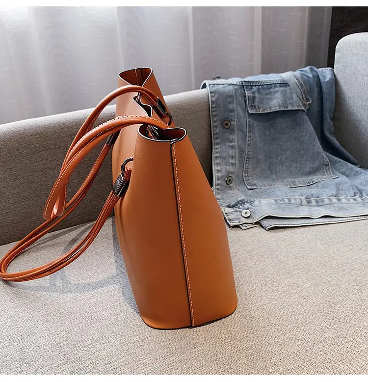Women European American Retro Tote Bag Large Capacity Stiff Leather — feature 12