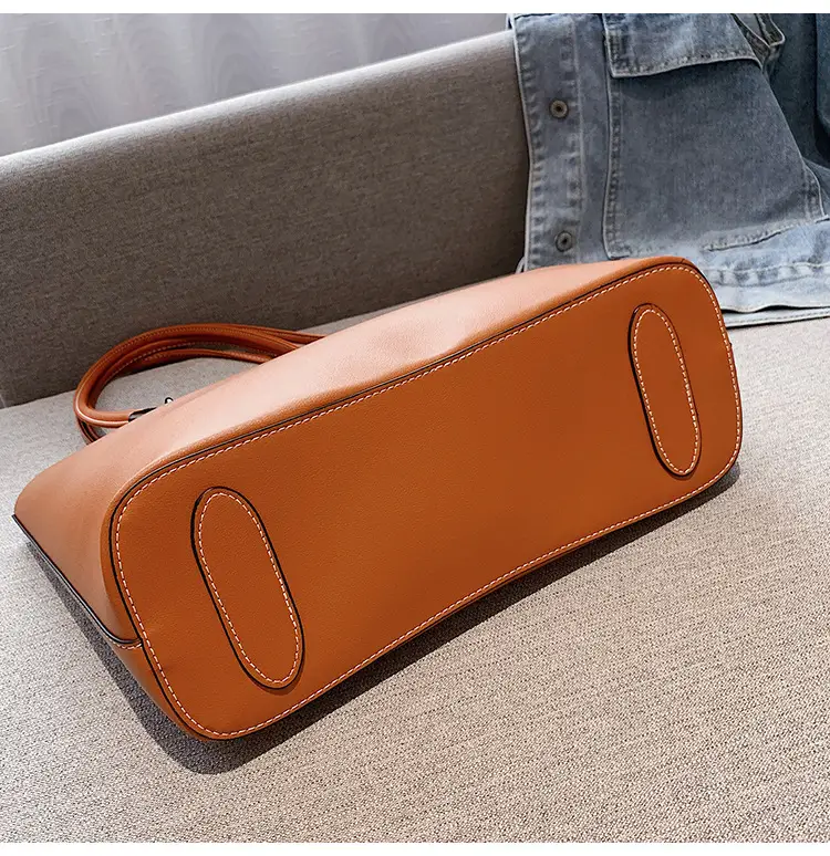 Women European American Retro Tote Bag Large Capacity Stiff Leather — feature 13