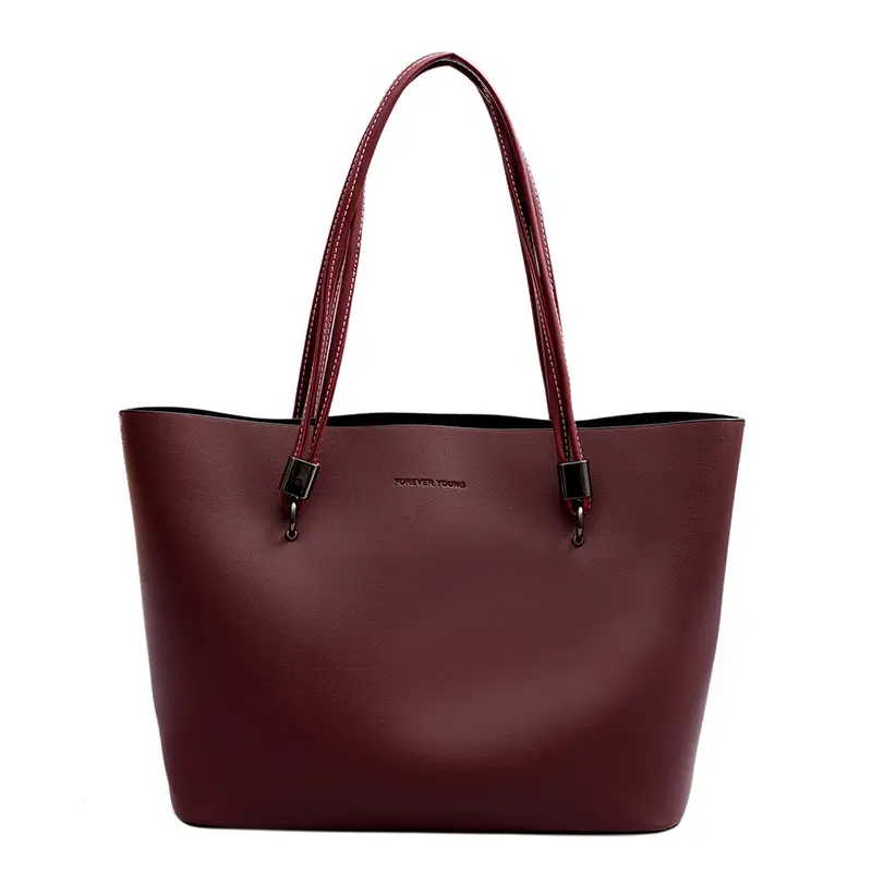 Women European American Retro Tote Bag Large Capacity Stiff Leather - Image 2