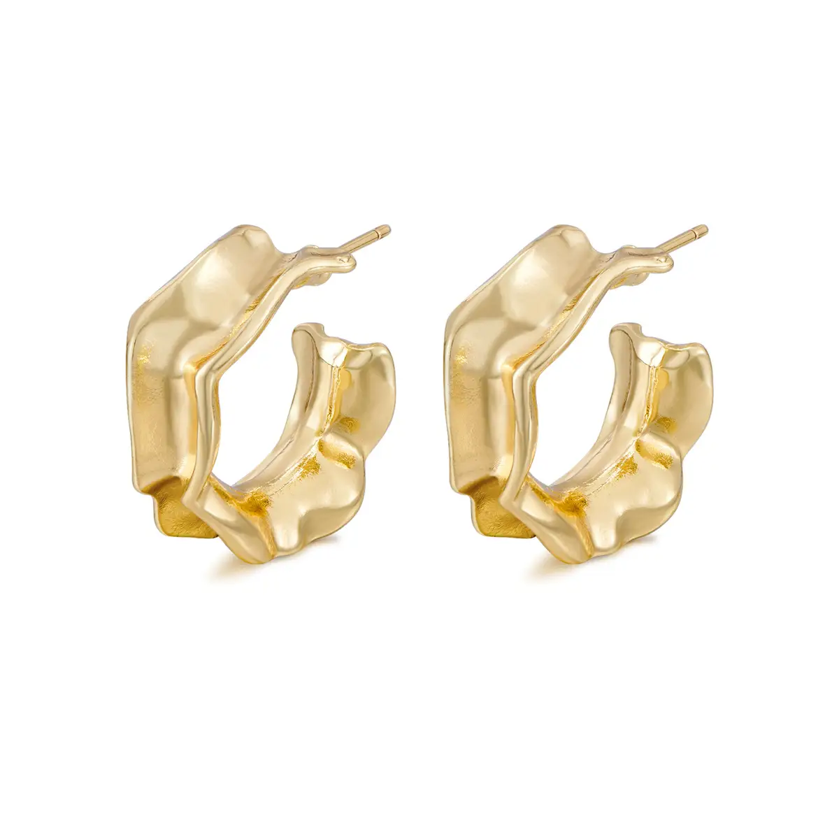 French Metal C-Shape Irregular Earrings Gold Cold Light Luxury Commuter - Image 5
