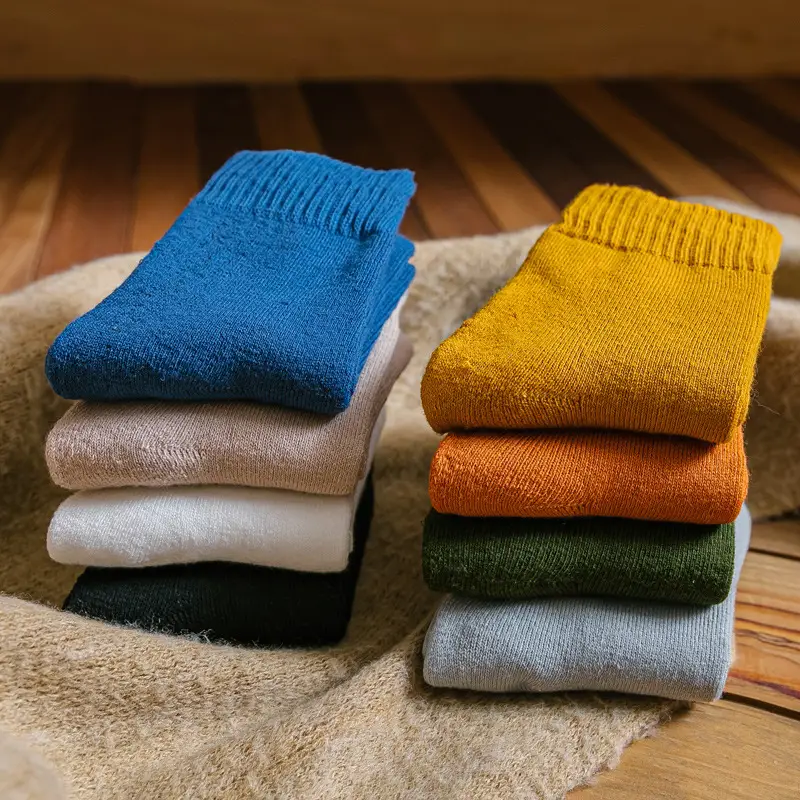 Thick Socks Women's Winter fleece-lined Trap Socks Men's Black Long Cotton Socks Thickened Warm Cotton Towel Socks