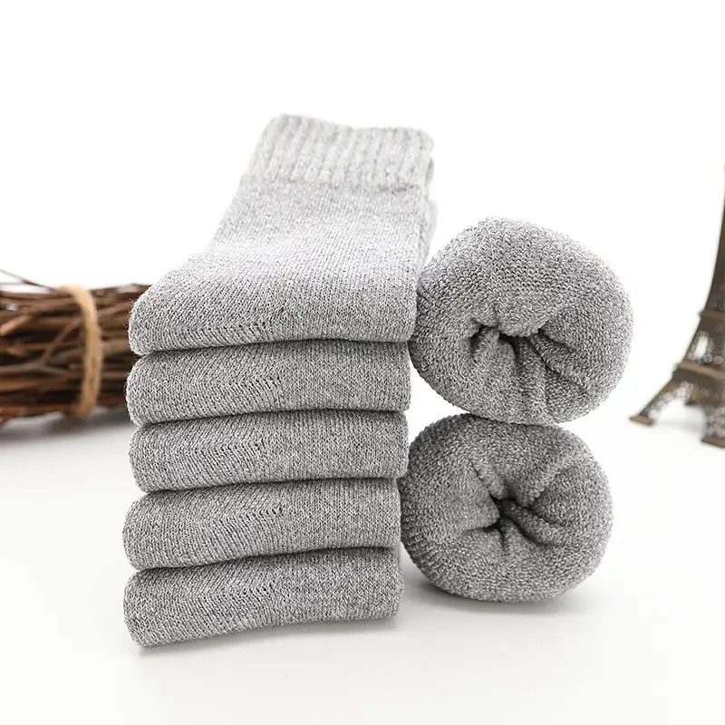 Thick Socks Women's Winter fleece-lined Trap Socks Men's Black Long Cotton Socks Thickened Warm Cotton Towel Socks