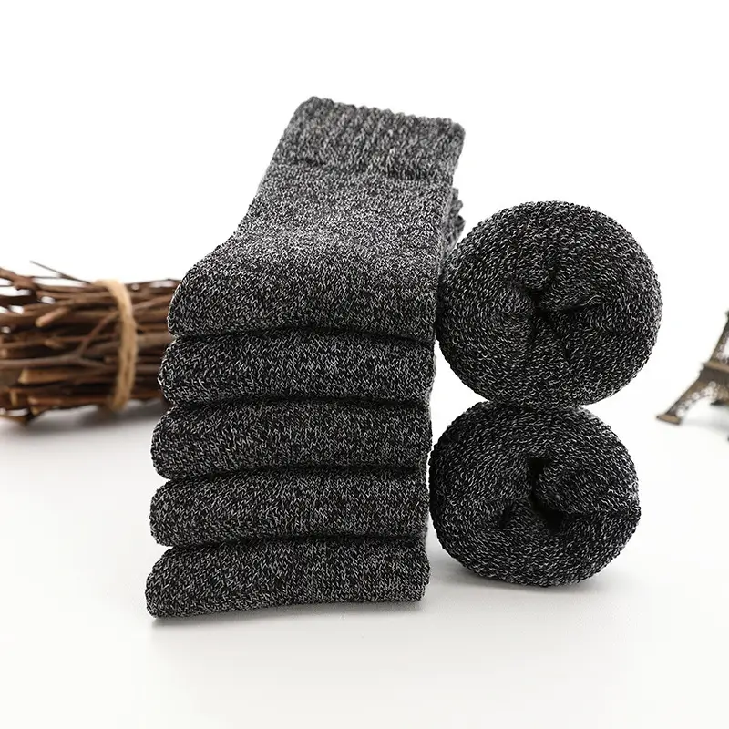 Thick Socks Women's Winter fleece-lined Trap Socks Men's Black Long Cotton Socks Thickened Warm Cotton Towel Socks