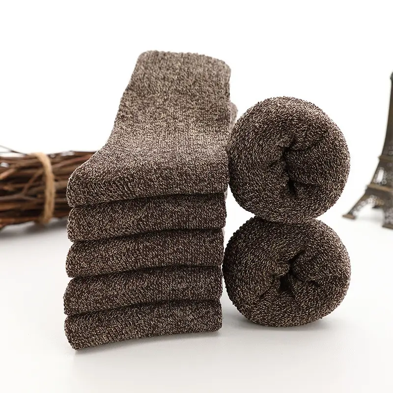 Thick Socks Women's Winter fleece-lined Trap Socks Men's Black Long Cotton Socks Thickened Warm Cotton Towel Socks