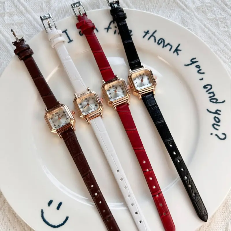 Women's Square Watch Brown Leather Strap 15cm