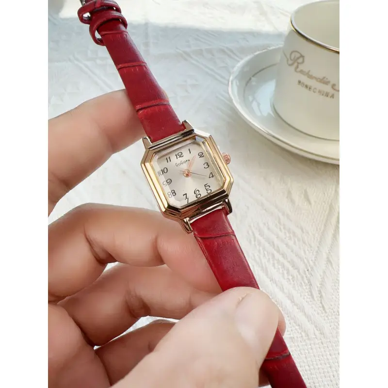 Women's Square Watch Brown Leather Strap 15cm