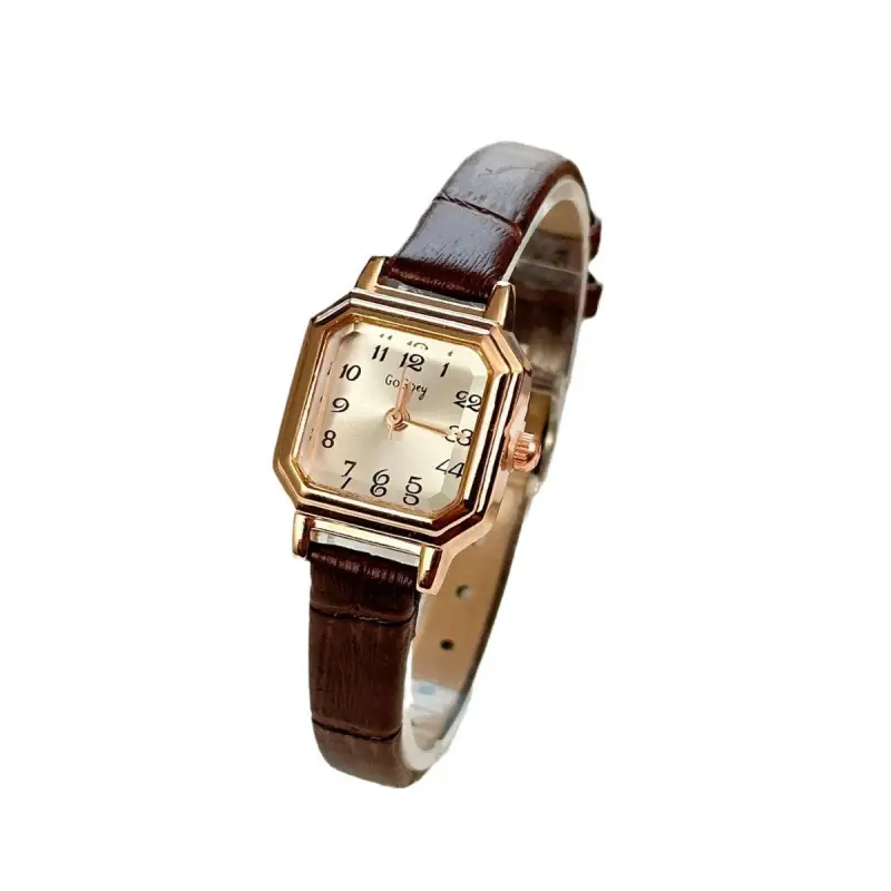 Women's Square Watch Brown Leather Strap 15cm
