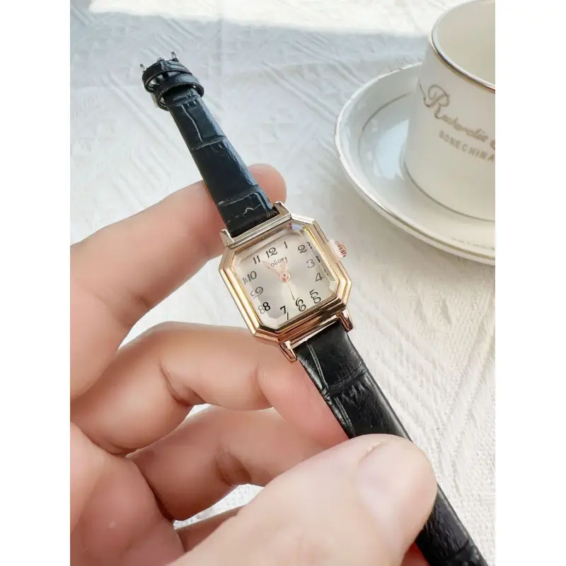 Women's Square Watch Brown Leather Strap 15cm