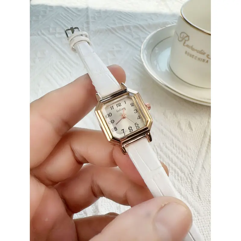 Women's Square Watch Brown Leather Strap 15cm