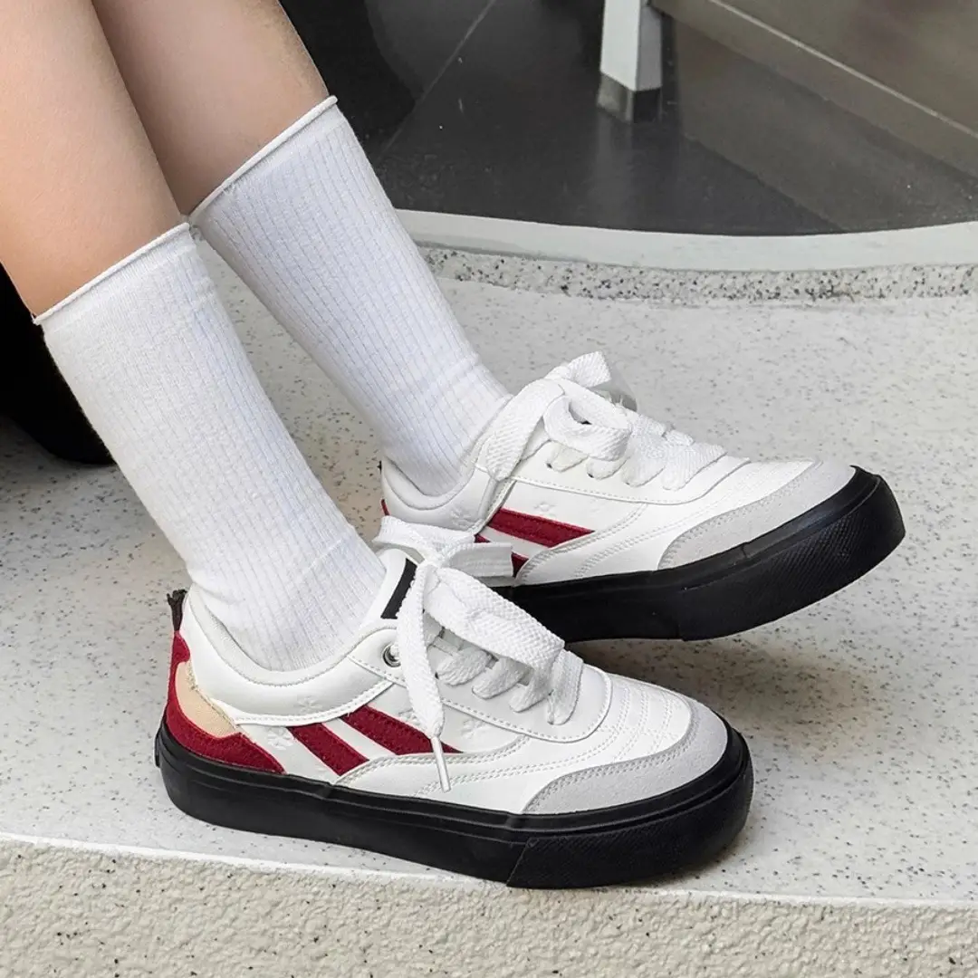 Korean Style Thick Sole Height Increasing White Shoes Women's Bread Shoes Women's Spring and Autumn Wide Leg Pants Shoes All-match Sports Casual Shoes