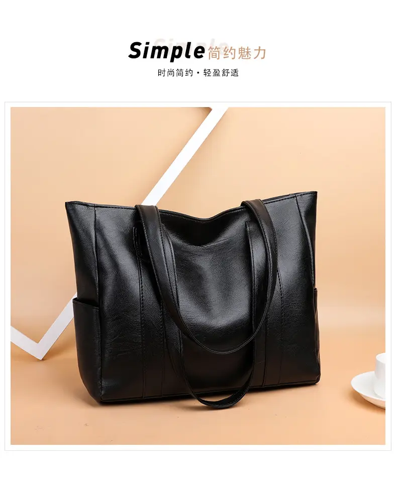 Brown Leather Tote Bag for Women Large Capacity Retro Style — feature 10