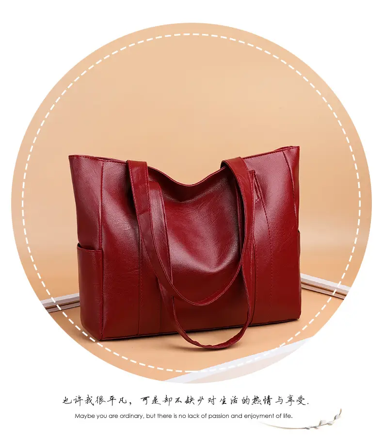 Brown Leather Tote Bag for Women Large Capacity Retro Style — feature 12