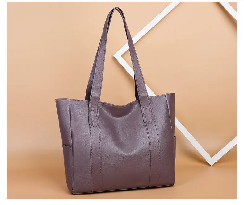 Brown Leather Tote Bag for Women Large Capacity Retro Style — feature 13