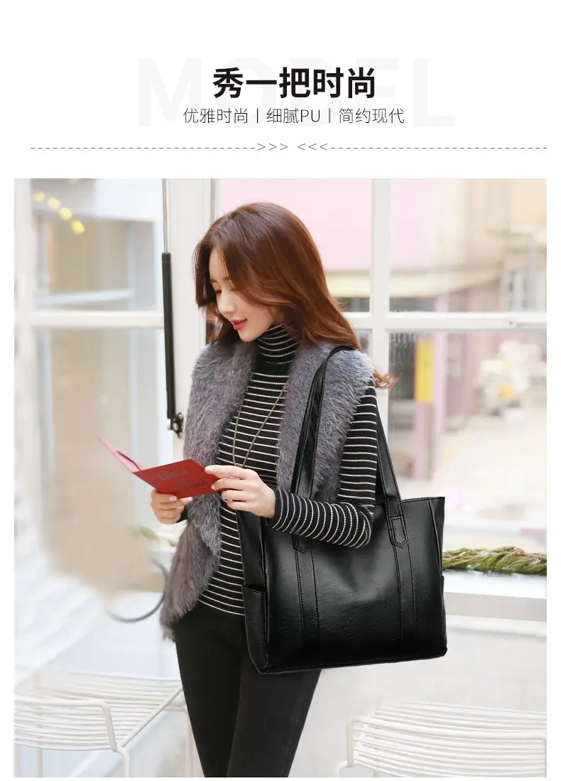 Brown Leather Tote Bag for Women Large Capacity Retro Style — feature 16