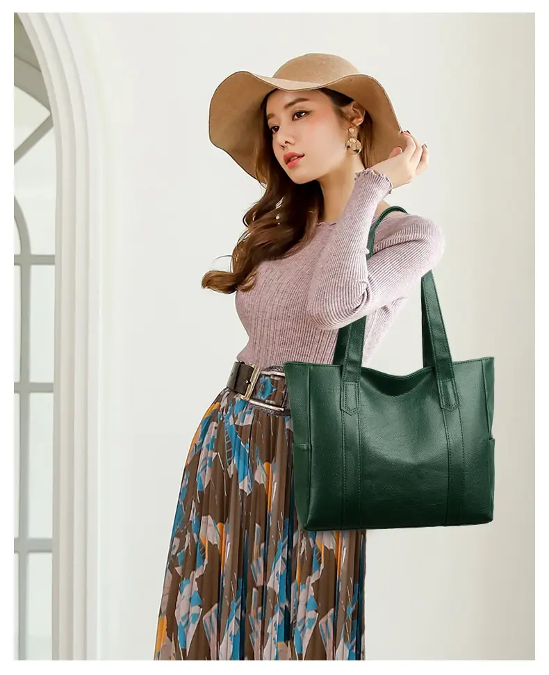 Brown Leather Tote Bag for Women Large Capacity Retro Style — feature 18