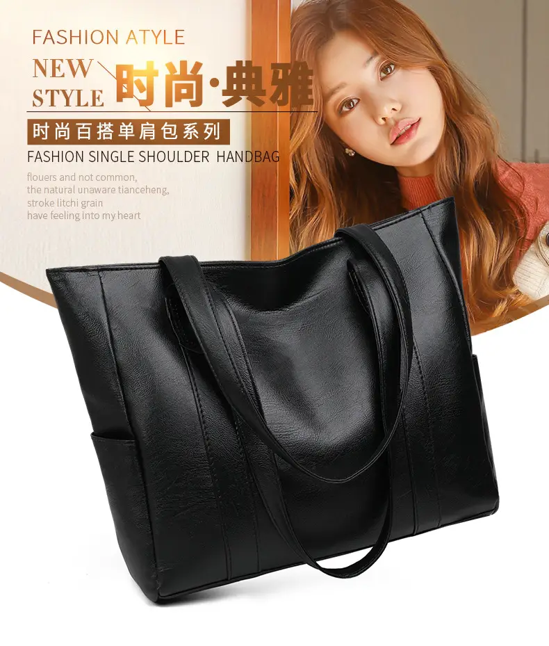 Brown Leather Tote Bag for Women Large Capacity Retro Style — feature 4