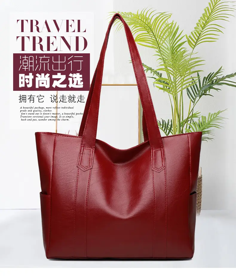 Brown Leather Tote Bag for Women Large Capacity Retro Style — feature 6