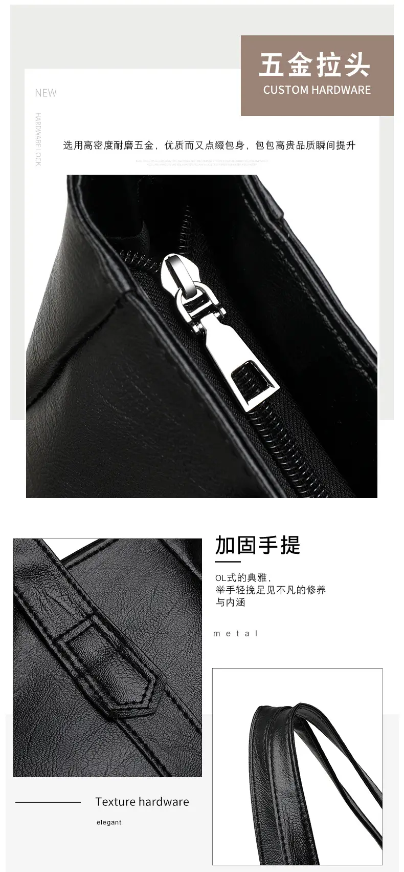 Brown Leather Tote Bag for Women Large Capacity Retro Style — feature 9