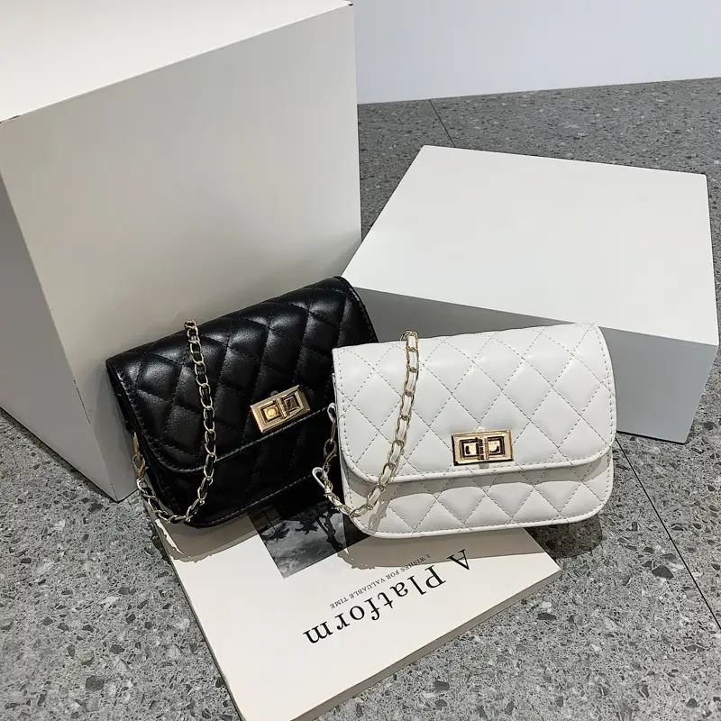 Black Rhombic Chain Shoulder Bag Set for Women 2022 - Image 7