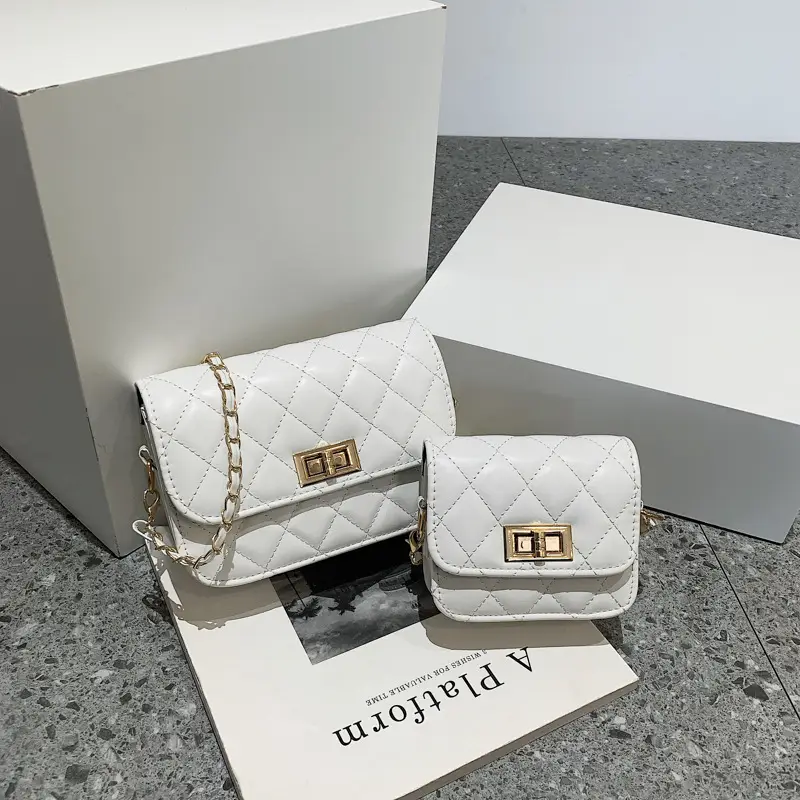Black Rhombic Chain Shoulder Bag Set for Women 2022 - Image 8