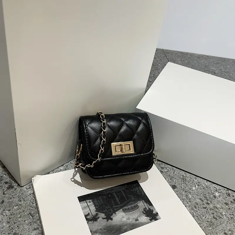 Black Rhombic Chain Shoulder Bag Set for Women 2022 - Image 3