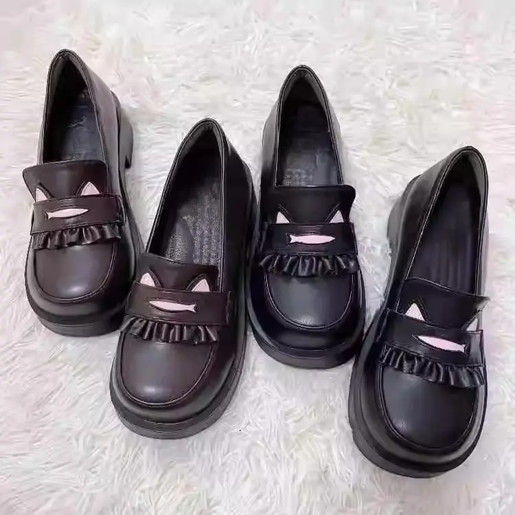 2025 New Japanese JK Uniform High Heel Mary Jane Small Leather Shoes Women's British Style Spring Thick Sole Increased Loafers