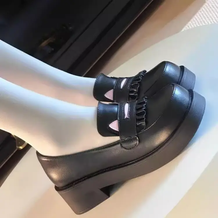 2025 New Japanese JK Uniform High Heel Mary Jane Small Leather Shoes Women's British Style Spring Thick Sole Increased Loafers