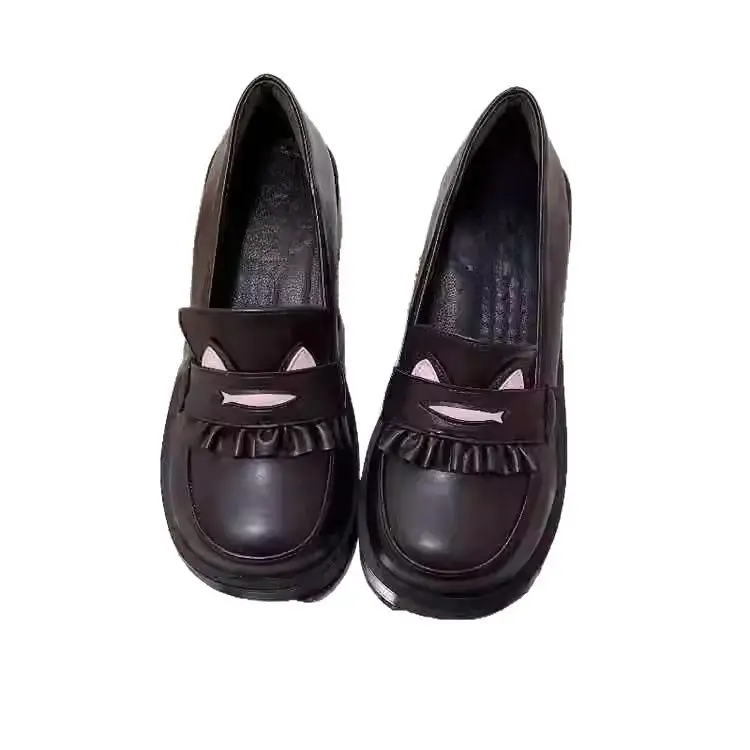 2025 New Japanese JK Uniform High Heel Mary Jane Small Leather Shoes Women's British Style Spring Thick Sole Increased Loafers
