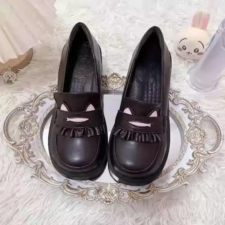 2025 New Japanese JK Uniform High Heel Mary Jane Small Leather Shoes Women's British Style Spring Thick Sole Increased Loafers