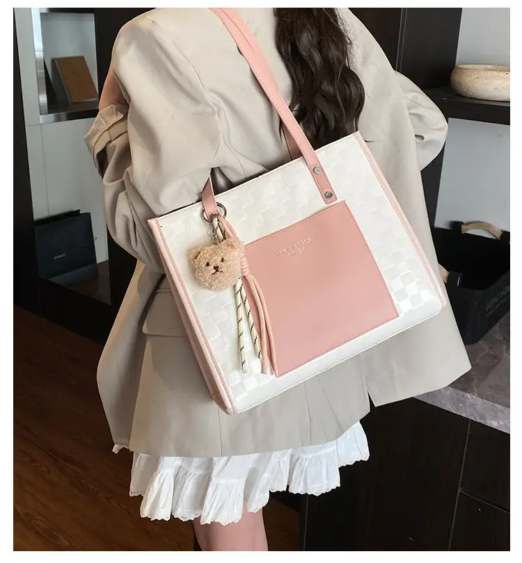 Women Pink Beige Textured Shoulder Bag 2025 — feature 4